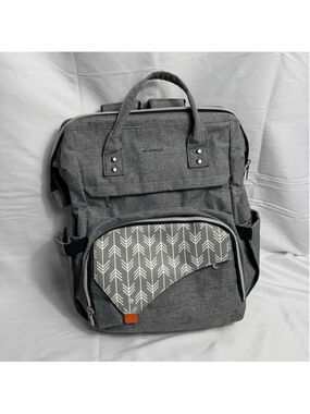 Women's Lovevook Grey and White Arrow Print Baby Bag Backpack One Size